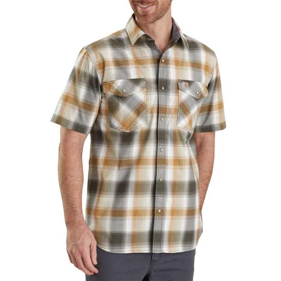 carhartt plaid short sleeve shirts