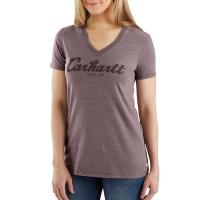 Carhartt 103078 - Women's Lockhart Script Logo Short Sleeve V-Neck T-Shirt