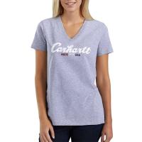 Carhartt 103079 - Women's Lubbock Script Logo Short Sleeve V-Neck T-Shirt