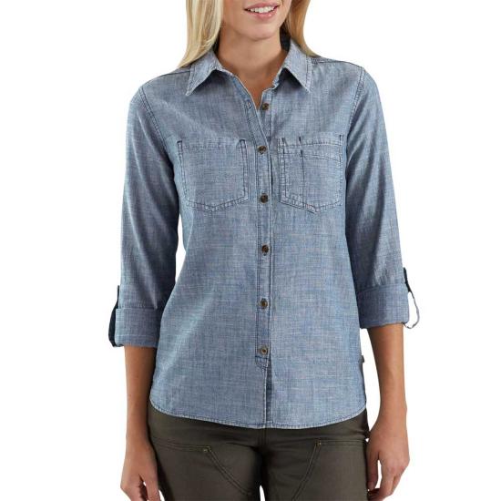 Carhartt Womens Fairview Solid Shirt L Light Indigo 