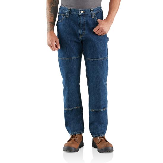 Carhartt Mens Double Front Relaxed Fit Denim Dungaree Jeans 