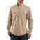 Dark Tan Chambray Carhartt 104368 Front View - Dark Tan Chambray | Model is 6'2" with a 40.5" chest, wearing Medium