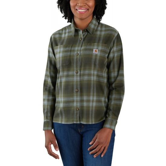 Carhartt 105574 - Women's Rugged Flex Loose Fit Midweight Flannel Long-Sleeve Plaid Shirt