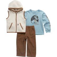 Carhartt CG8101 - Long-Sleeve T-Shirt, Quilted Vest and Canvas Pant Set - Boys