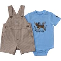 Carhartt CG8116 - Short-Sleeve Bodysuit and Brown Stripe Shortall Set - Boys