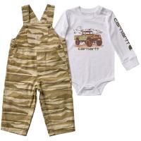 Carhartt CG8137 - Long-Sleeve Bodysuit and Printed Canvas Overall Set - Boys
