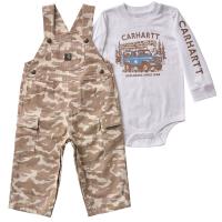 Carhartt CG8143 - Long-Sleeve Bodysuit and Printed Canvas Overall Set - Boys