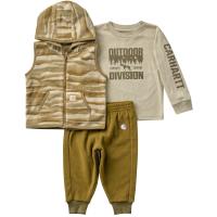 Carhartt CG8147 - Long-Sleeve T-Shirt Camo, Vest and Fleece Pant Set - Boys