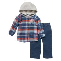 Carhartt CG8779 - Flannel Long Sleeve Hooded Shirt and Denim Work Pant Set - Boys