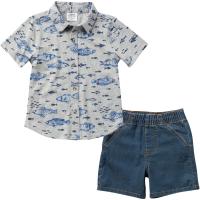 Carhartt CG8796 - Short-Sleeve Fish Print Shirt & Denim Shorts Set - Boys