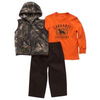 Carhartt CG8887 - Long-Sleeve T-Shirt, Camo Vest and Canvas Pant Set - Boys