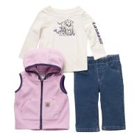 Carhartt CG9772 - 3-Piece Graphic Tee, Vest and Denim Pant Set - Girls