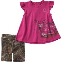 Carhartt CG9785 - Short-Sleeve Deer Shirt & Legging Shorts Set - Girls