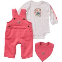 Carhartt CG9796 - Long-Sleeve Wildflower Bodysuit, Overall, and Bib Set - Girls