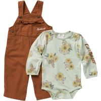 Carhartt CG9820 - Long-Sleeve Sunflower Horse Print Bodysuit and Overall Set - Girls