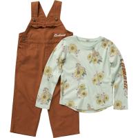 Carhartt CG9821 - Long-Sleeve Sunflower Horse Print T-Shirt and Overall Set - Girls