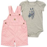 Carhartt CG9826 - Short-Sleeve Bodysuit and Stripe Shortall Set - Girls