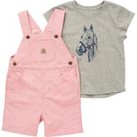 Carhartt CG9827 - Short-Sleeve Horse T-Shirt and Stripe Shortall Set - Girls