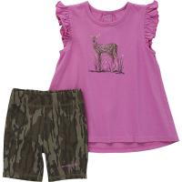 Carhartt CG9833 - Short-Sleeve Deer Shirt and Camo Biker Short Set - Girls