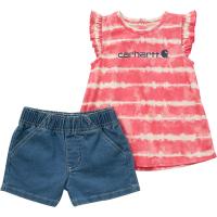 Carhartt CG9838 - Short-Sleeve Print Shirt and Denim Short Set - Girls