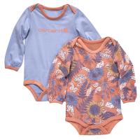 Carhartt CG9849 - Long-Sleeve Floral Print Bodysuit 2-Piece Set - Girls