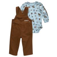 Carhartt CG9857 - Long-Sleeve Woodland Print Bodysuit and Canvas Overall Set - Girls