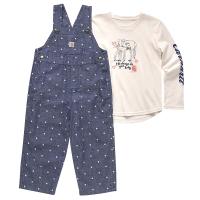 Carhartt CG9860 - Long-Sleeve Horse T-Shirt and Print Chambray Overall Set - Girls