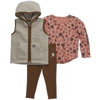 Carhartt CG9869 - Long-Sleeve T-Shirt, Sherpa Vest, and Legging Set - Girls