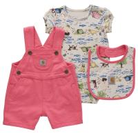 Carhartt CG9886 - Short-Sleeve Bodysuit, Shortall, and Food Bib Set - Girls