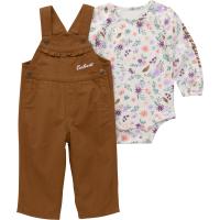 Carhartt CG9899 - Long-Sleeve Floral Bodysuit and Canvas Overall Set - Girls