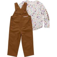 Carhartt CG9900 - Long-Sleeve Floral T-Shirt and Canvas Overall Set - Girls