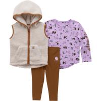 Carhartt CG9910 - Long-Sleeve Horse Print T-Shirt, Sherpa Vest, and Legging Set - Girls