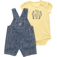 Carhartt CG9924 - Short-Sleeve Bodysuit and Chambray Shortall Set - Girls