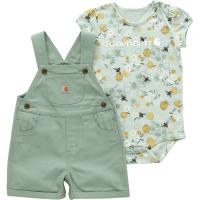 Carhartt CG9928 - Short-Sleeve Bee Bodysuit and Canvas Shortall Set - Girls