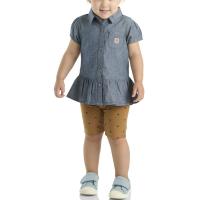 Carhartt CG9937 - Short-Sleeve Chambray Shirt and Biker Short Set - Girls