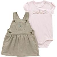 Carhartt CG9938 - Short-Sleeve Bodysuit and Chambray Jumper Set - Girls