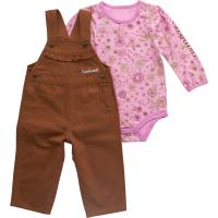 Carhartt CG9944 - Long-Sleeve Floral Bodysuit and Canvas Overall Set - Girls