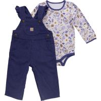 Carhartt CG9951 - Long-Sleeve Bodysuit and Ruffle Trim Corduroy Overall Set - Girls