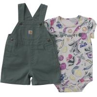 Carhartt CG9970 - Short-Sleeve Veggie Print Bodysuit and Canvas Shortall Set - Girls