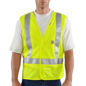NWT Carhartt Mens S/M FR Flame Resistant Yellow FRV005 Safety Vest PPE 