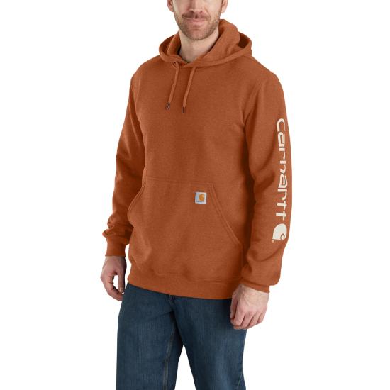 carhartt men's midweight hooded logo sleeve sweatshirt