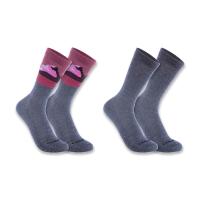 Carhartt SC9592W - Women's Midweight Synthetic-Wool Blend Mountain Crew Sock 2-Pack