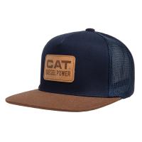 CAT 1090029 - Leather Diesel Power Flat Bill Cap