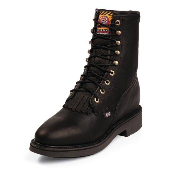 Justin 763 Double Comfort Black Pitstop Medium Round Toe Boot