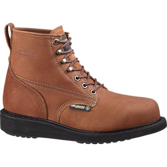 Brown W01519 Wolverine Mens 8 inch DuraShocks Wedge Heel Work Boots
