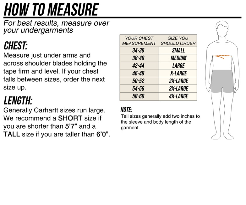 Carhartt Sweatshirt Size Chart