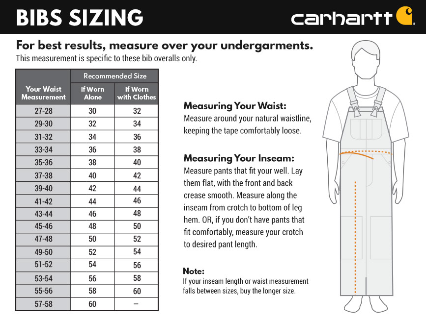 Bib Overall Size Chart