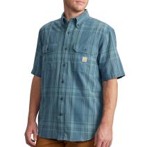 Storm Blue Loose Fit Midweight Short-Sleeve Plaid Shirt