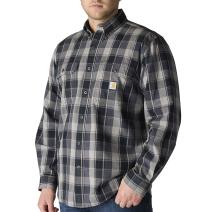 Black Loose Fit Midweight Chambray Long-Sleeve Plaid Shirt