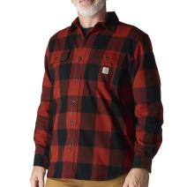 Spice Red Loose Fit Heavyweight Flannel Long-Sleeve Plaid Shirt